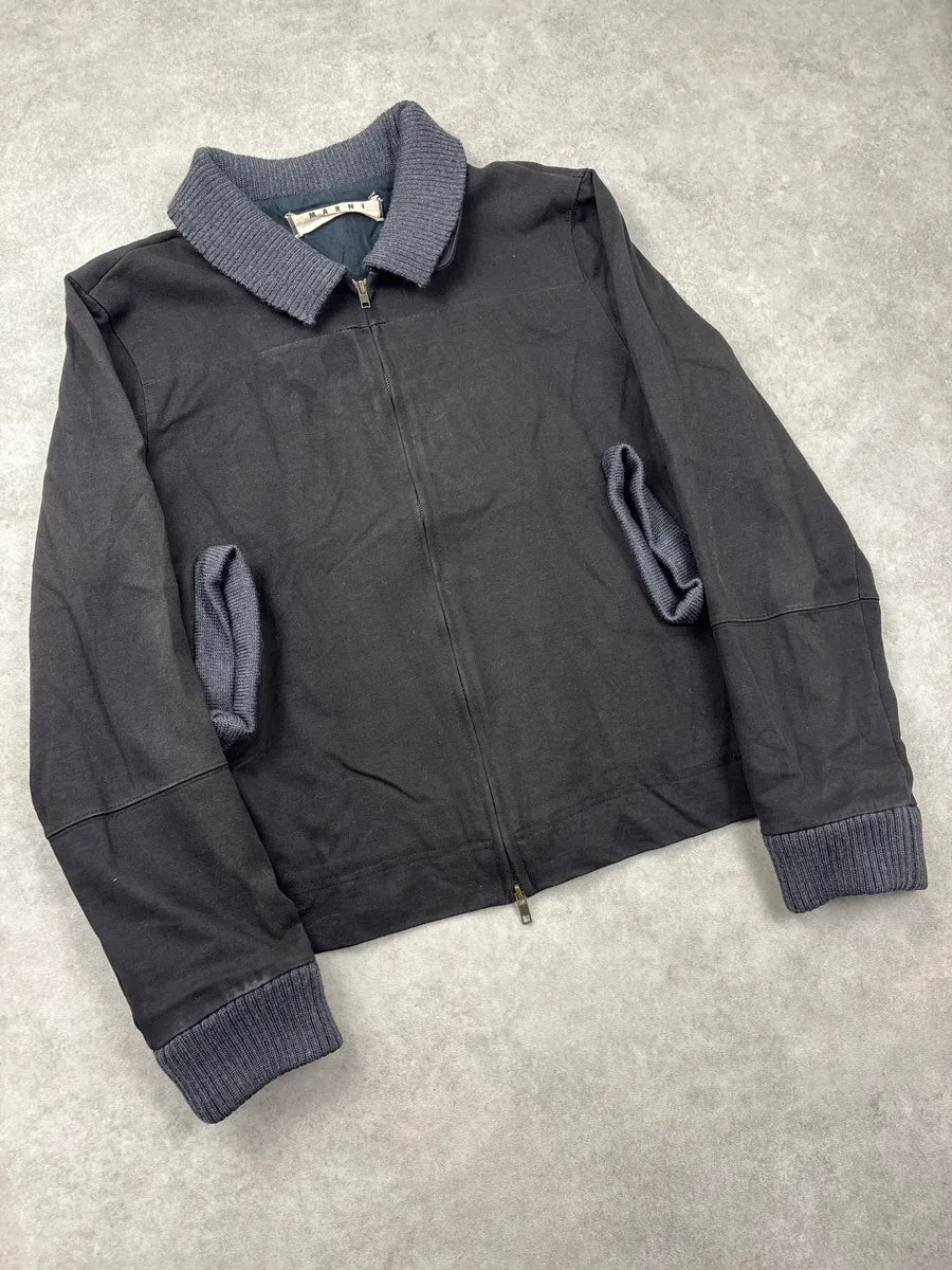 Marni Grey Ribbed Knit Bomber Jacket KoffReiQ 3