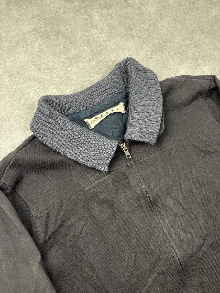 Marni Grey Ribbed Knit Bomber Jacket KoffReiQ 4