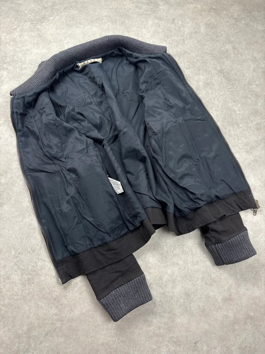 Marni Grey Ribbed Knit Bomber Jacket KoffReiQ 6