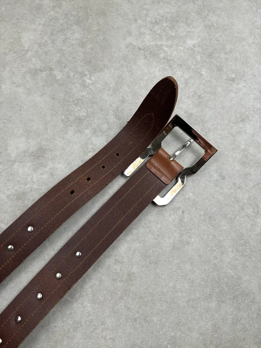 2000s Dolce & Gabbana Brown Leather Blue Python StuddedBelt KqVRaVka 5