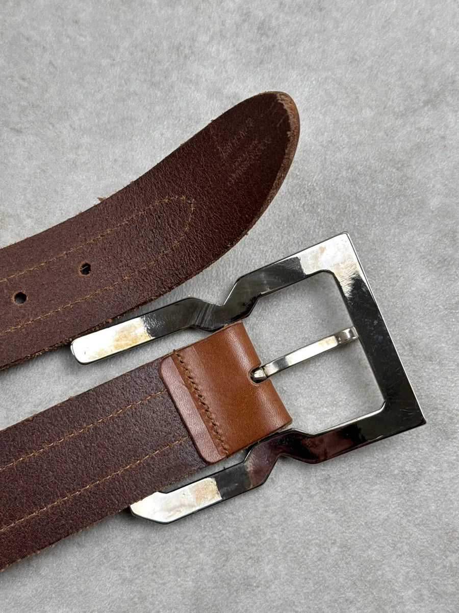 2000s Dolce & Gabbana Brown Leather Blue Python StuddedBelt KqVRaVka 6