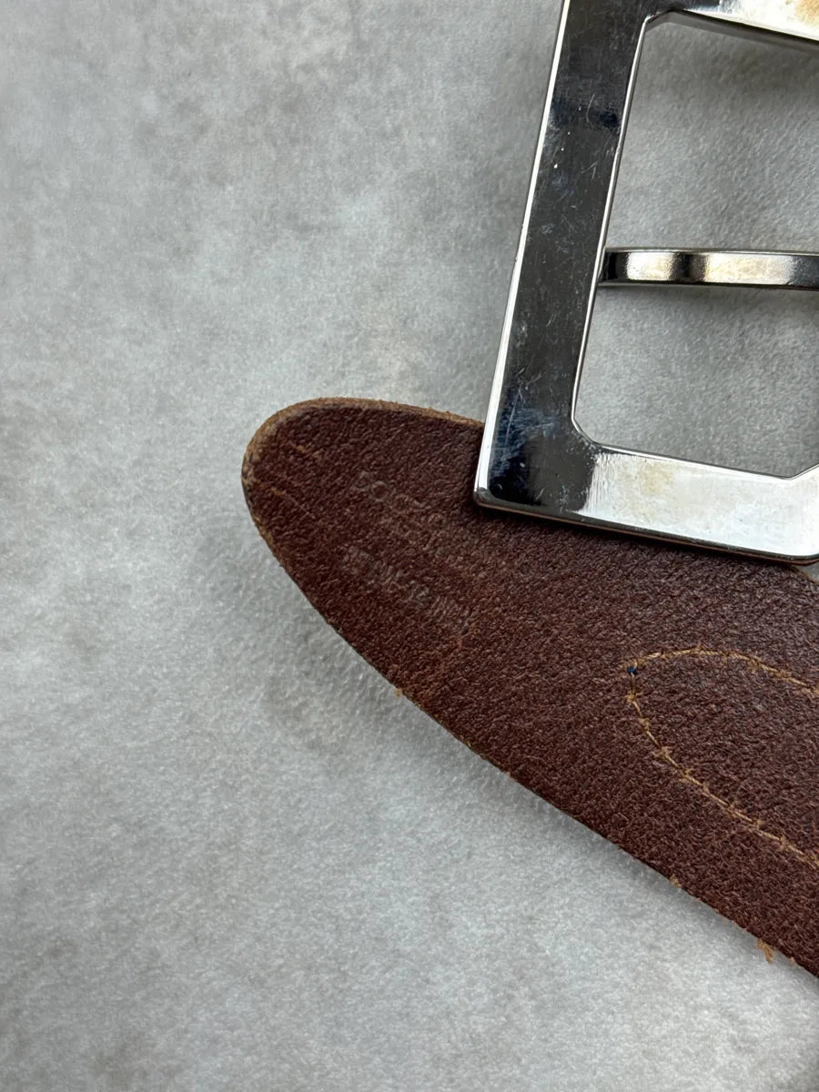 2000s Dolce & Gabbana Brown Leather Blue Python StuddedBelt KqVRaVka 7