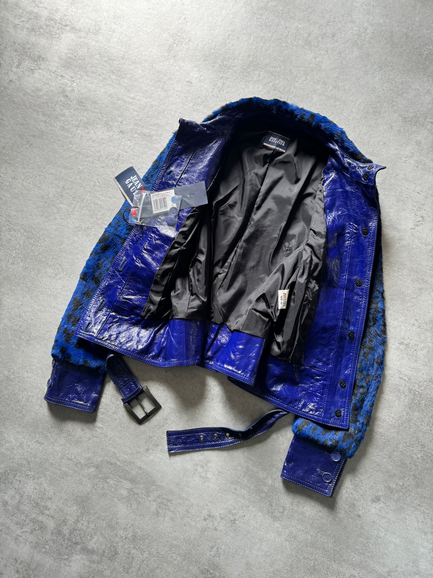 AW2011 Jean Paul Gaultier Blue Fur Rabbit Jacket (XS) - 5