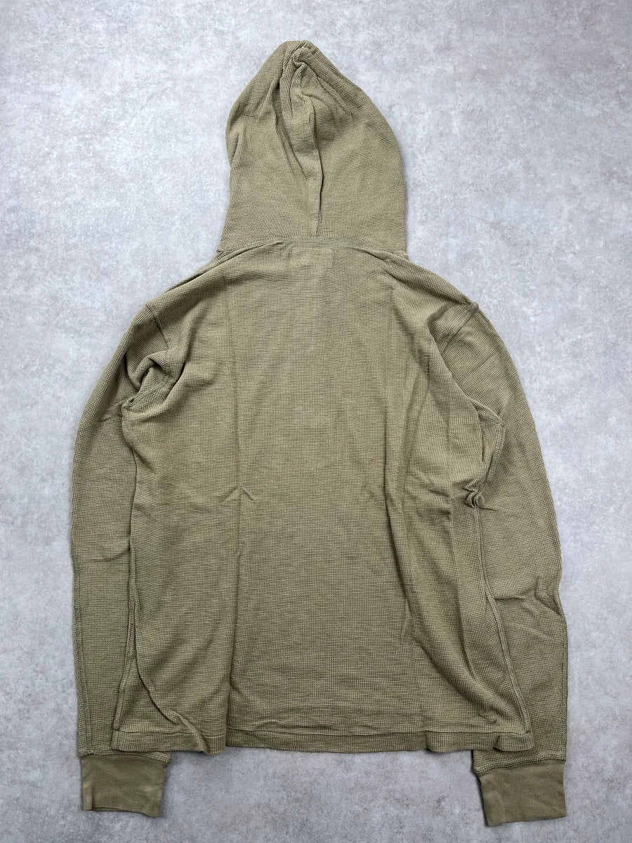 2010s Ralph Lauren Light Olive Waffle Knit Hooded Longsleeve KtNzyTZk 3