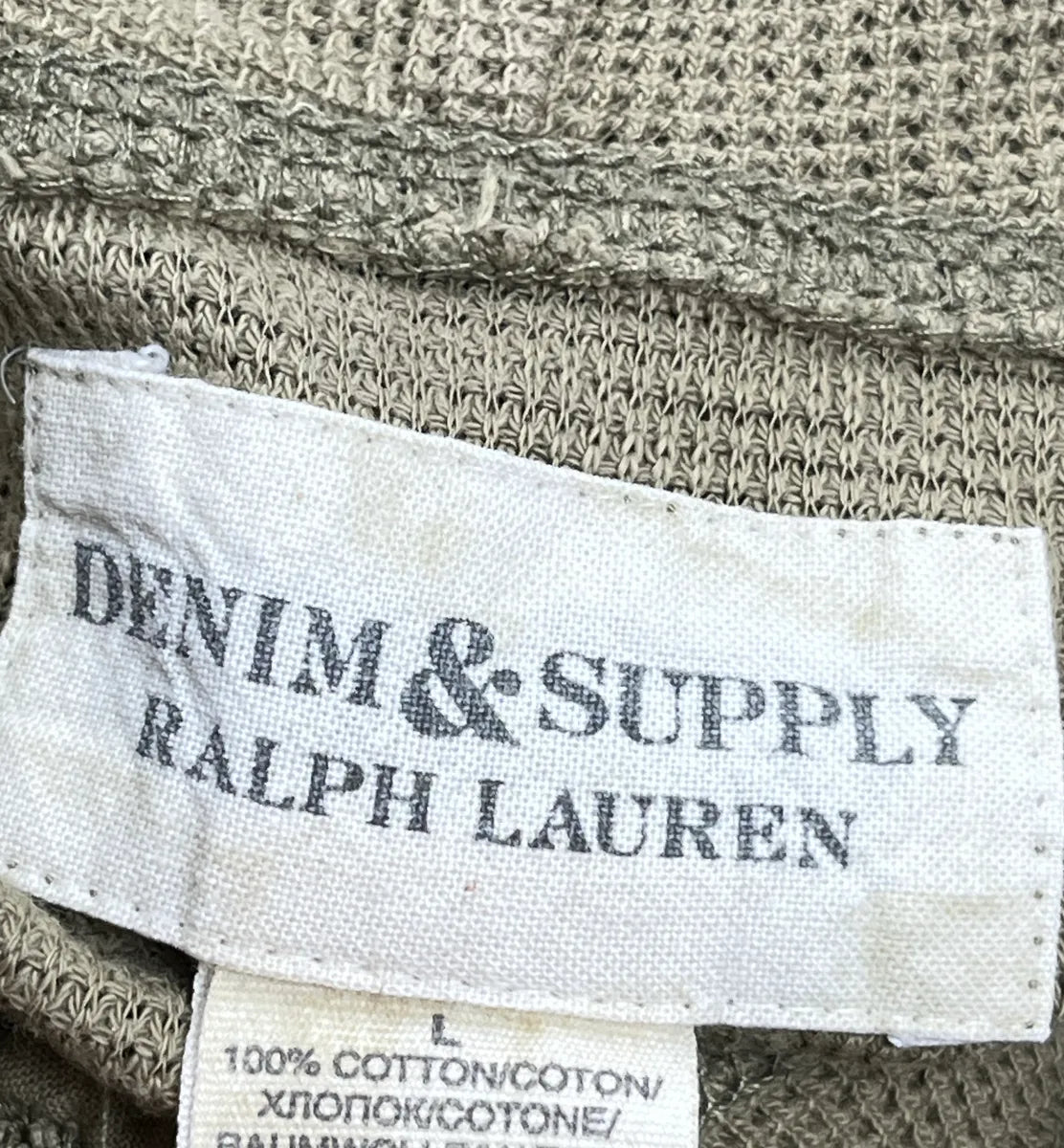 2010s Ralph Lauren Light Olive Waffle Knit Hooded Longsleeve KtNzyTZk 9