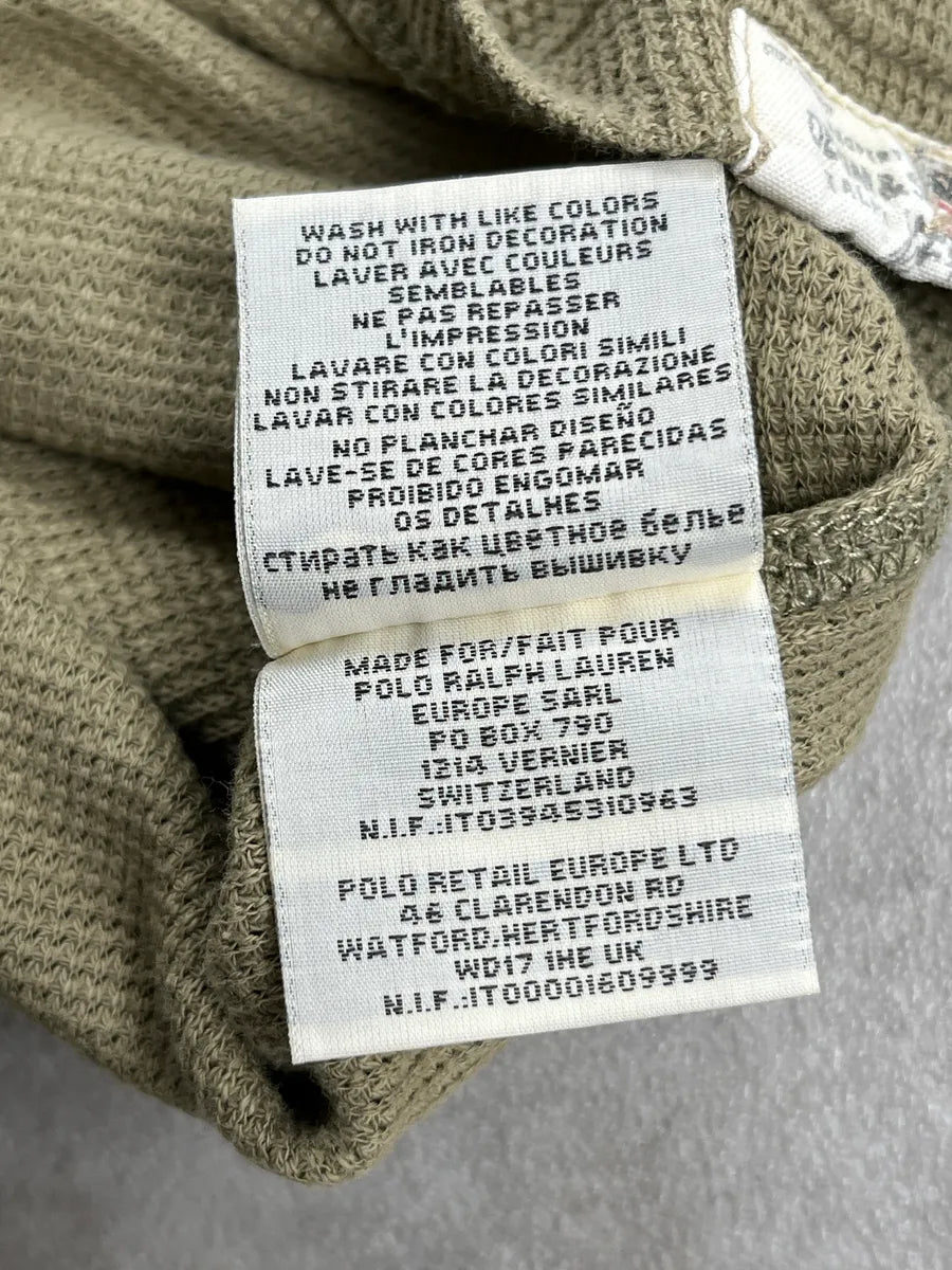 2010s Ralph Lauren Light Olive Waffle Knit Hooded Longsleeve KtNzyTZk 10