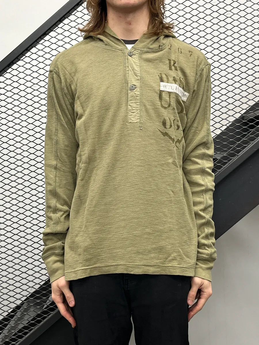 2010s Ralph Lauren Light Olive Waffle Knit Hooded Longsleeve KtNzyTZk 1