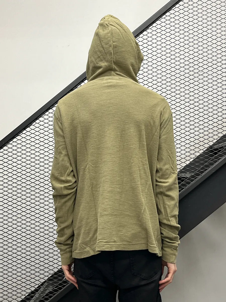 2010s Ralph Lauren Light Olive Waffle Knit Hooded Longsleeve KtNzyTZk 2