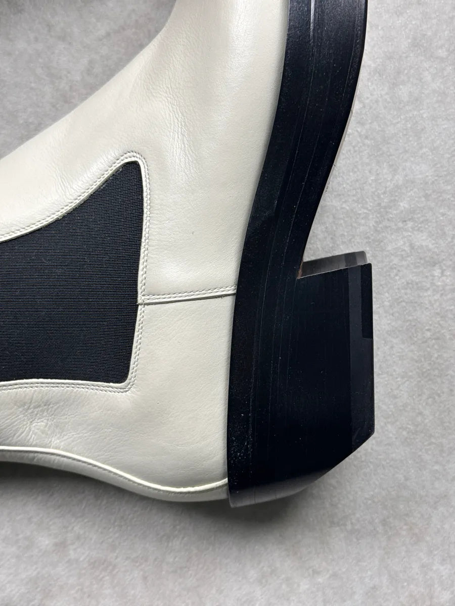 Bottega Veneta Off-White Leather Square Toe Platform Chelsea Boots KwUlKiQg 8