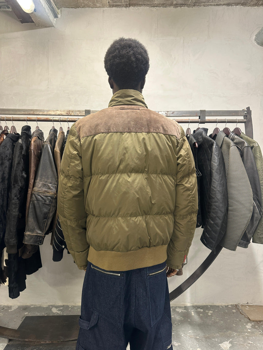 2000s Prada Linea Rossa Olive Puffer Padded Jacket (L) - 4