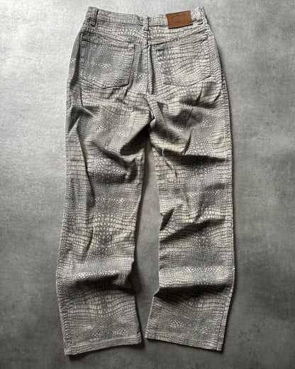 2000s Cavalli Grey Crocodile Effect Pants (XS) - 1