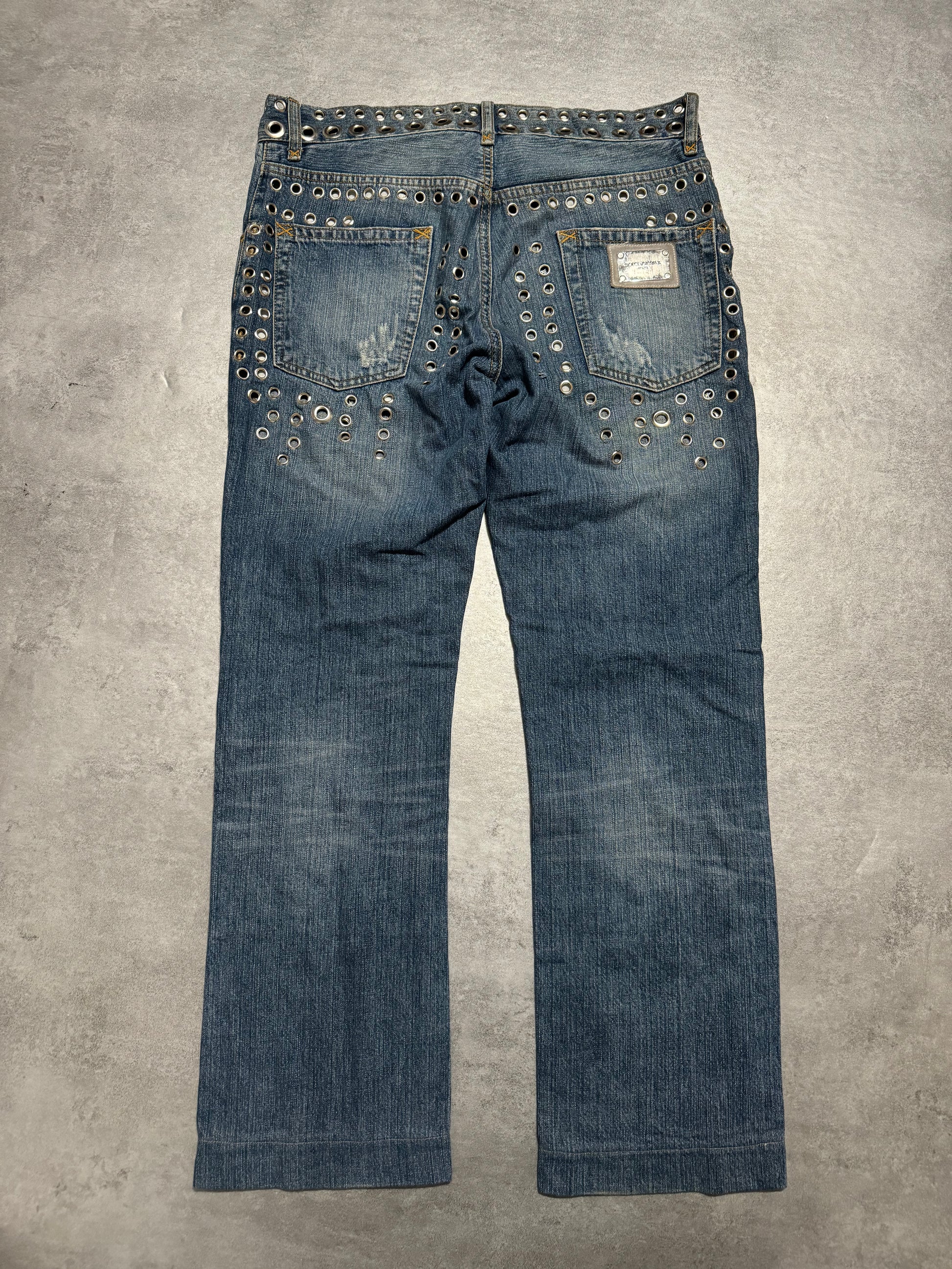 SS2006 Dolce & Gabbana Eyled Punk Holes Jeans (M) - 3