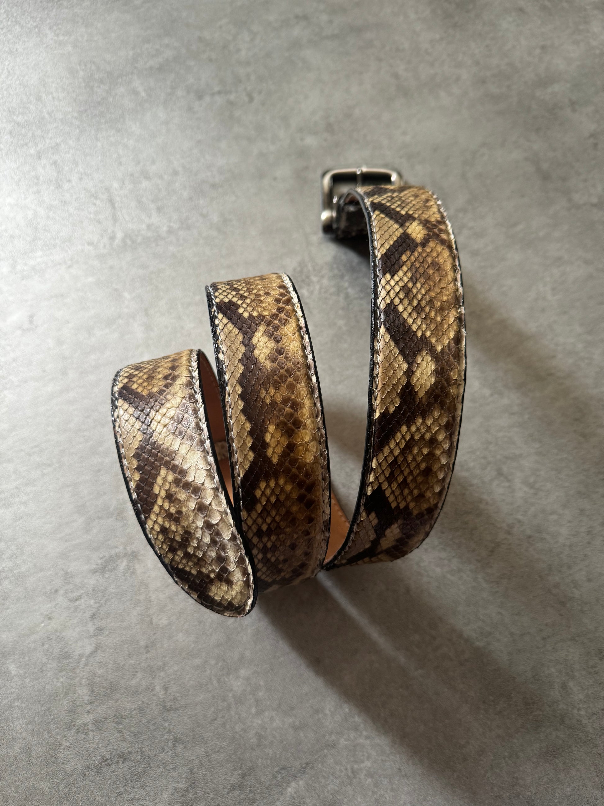 Artisanal Italian Python Leather Camel Belt (OS) - 3