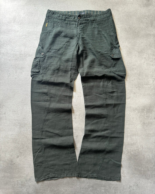 2000s Armani Olive Linen Cozy Cargo Pants  (XL) - 1