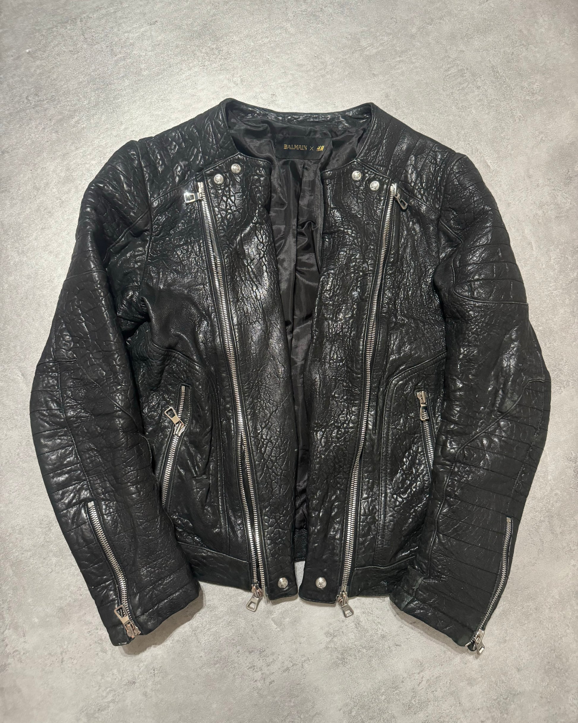 AW2015 Balmain x H&M Pure Biker Leather Jacket (L) - 2