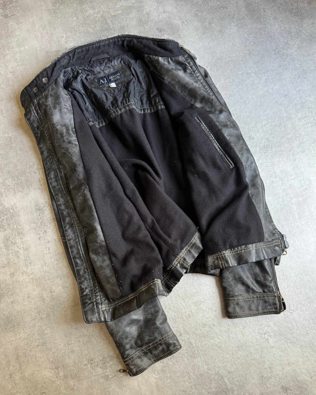 AW2006 Armani Brut Eroded Leather Jacket (L) - 4