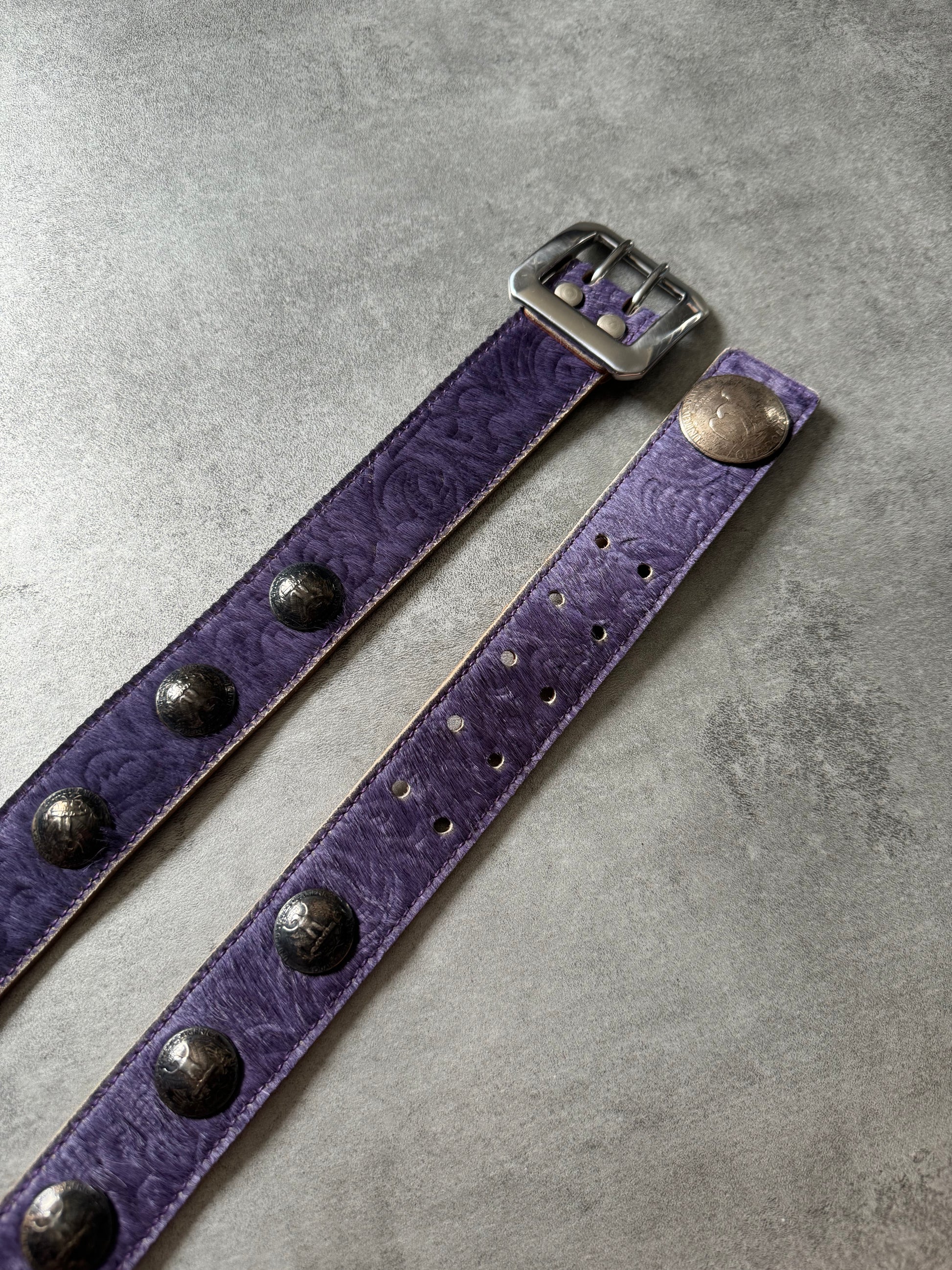 Goya Purple Fur Leather Archive Belt  (OS) - 5