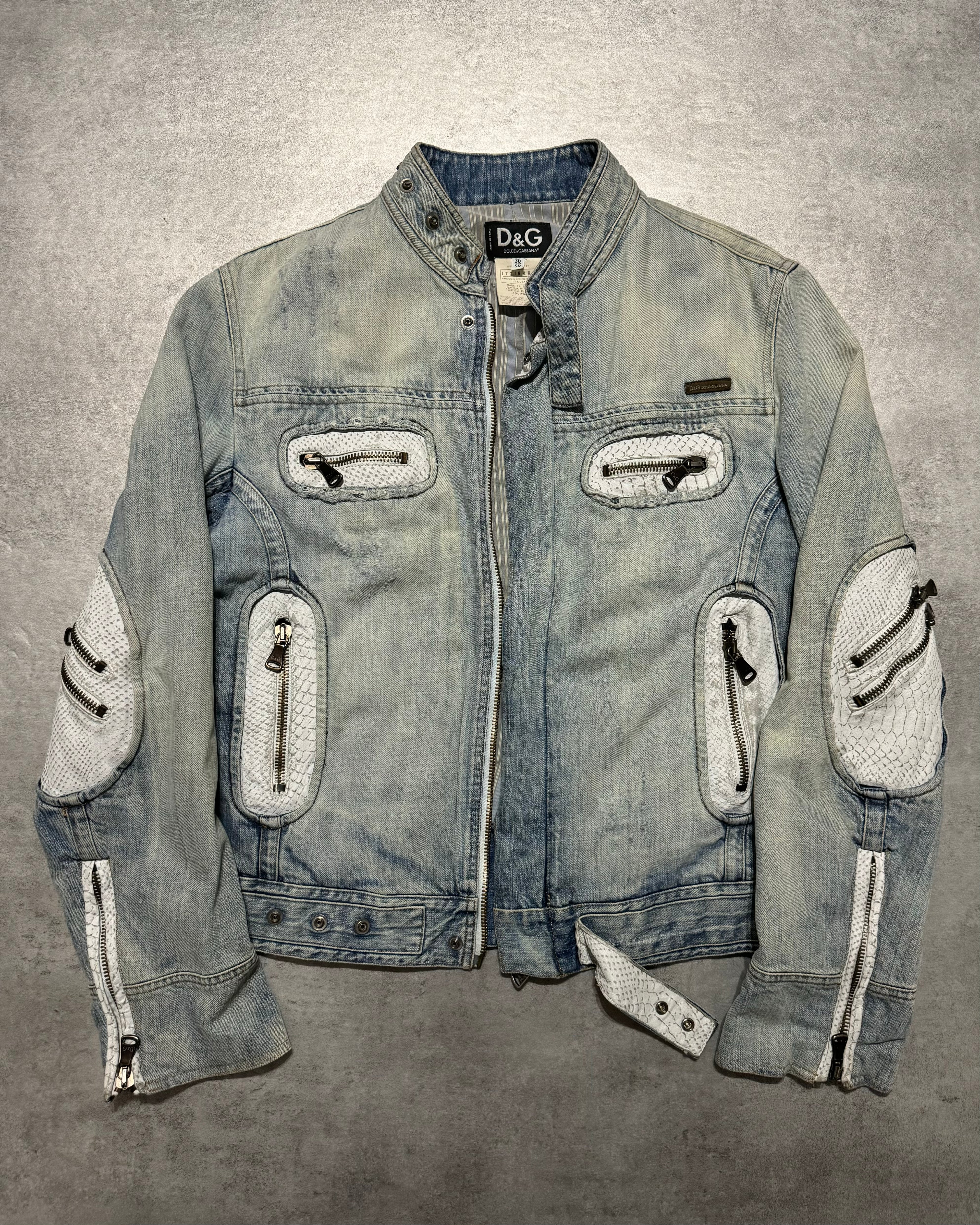 SS2005 Dolce & Gabbana Apocalyptic Biker Denim Jacket (M/L) - 3