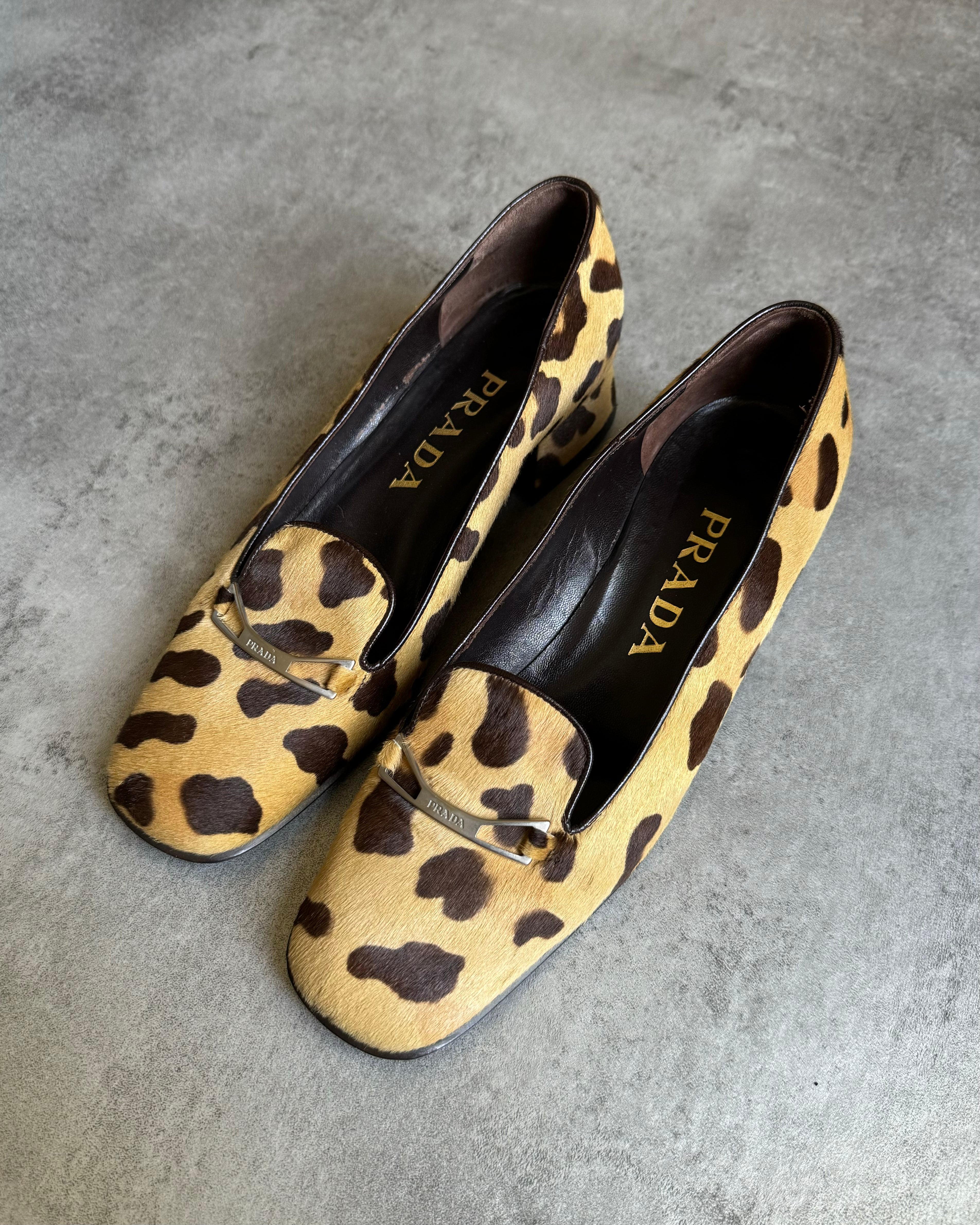 2000s Prada Pony Hair Leopard Print Cheetah Heels (37,5) - 11