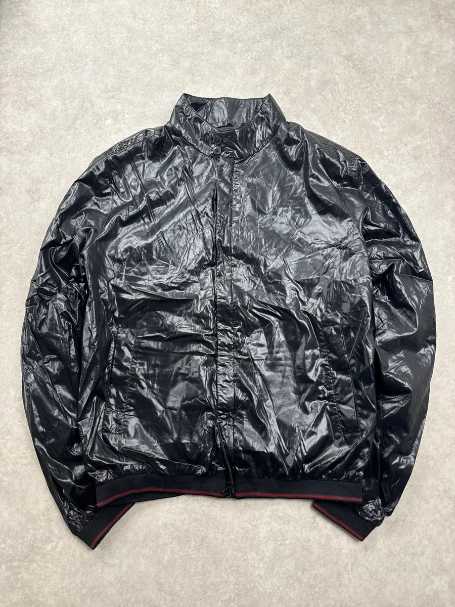SS2010 Gucci Dark Navy Nylon Crinkled Stand Collar Rain Jacket by Frida Giannini LASBGxFT 0