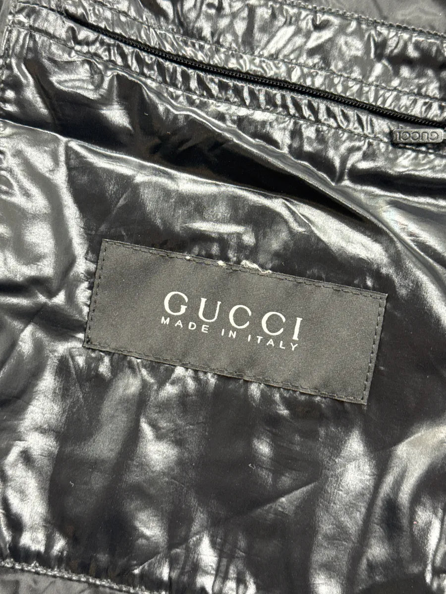 SS2010 Gucci Dark Navy Nylon Crinkled Stand Collar Rain Jacket by Frida Giannini LASBGxFT 11