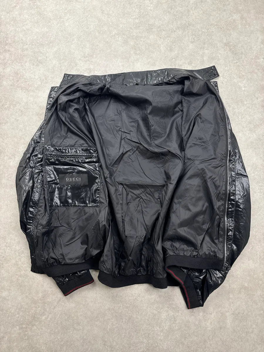 SS2010 Gucci Dark Navy Nylon Crinkled Stand Collar Rain Jacket by Frida Giannini LASBGxFT 5