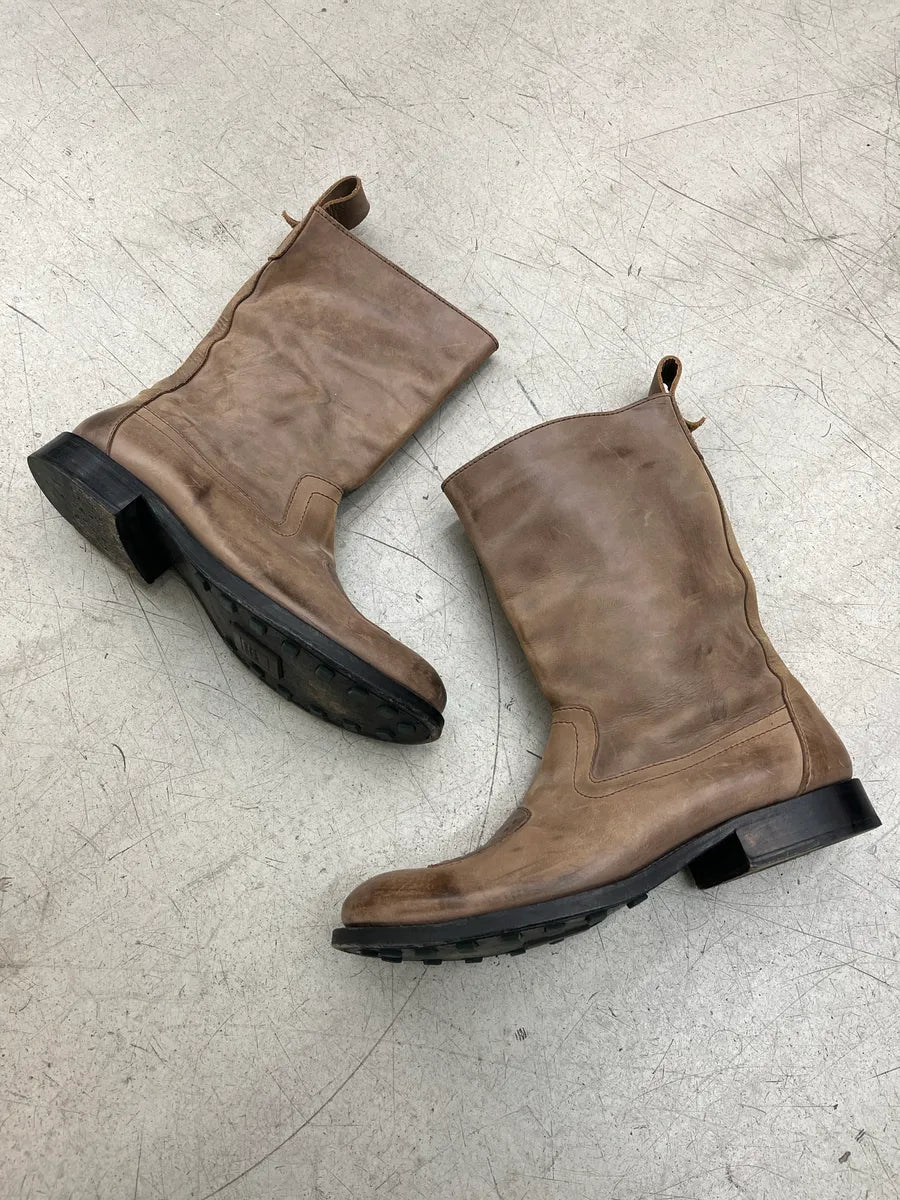 2000s Marithé + François Girbaud Patch Taupe Leather Boots LCDTkZoq 1