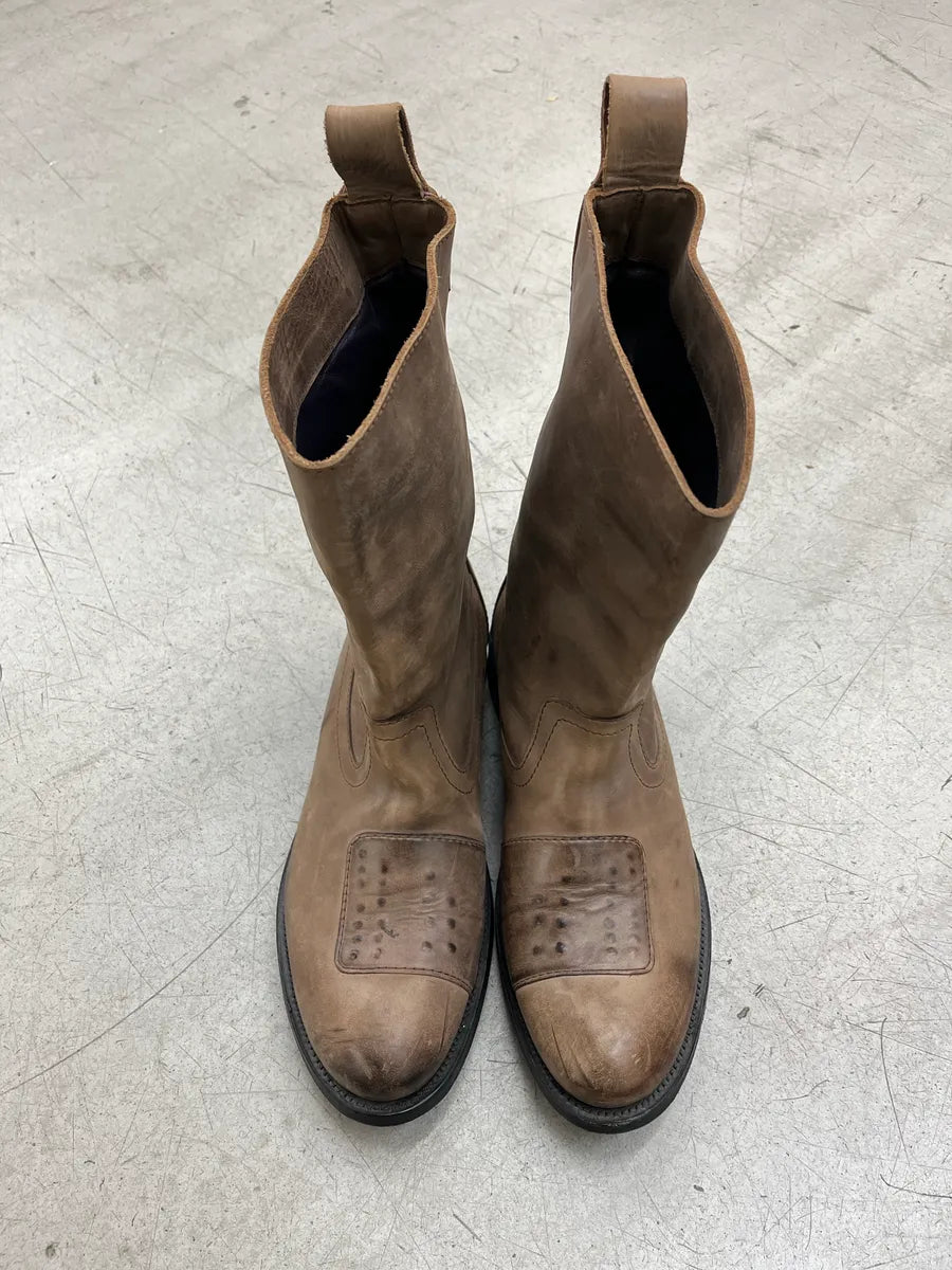 2000s Marithé + François Girbaud Patch Taupe Leather Boots LCDTkZoq 3