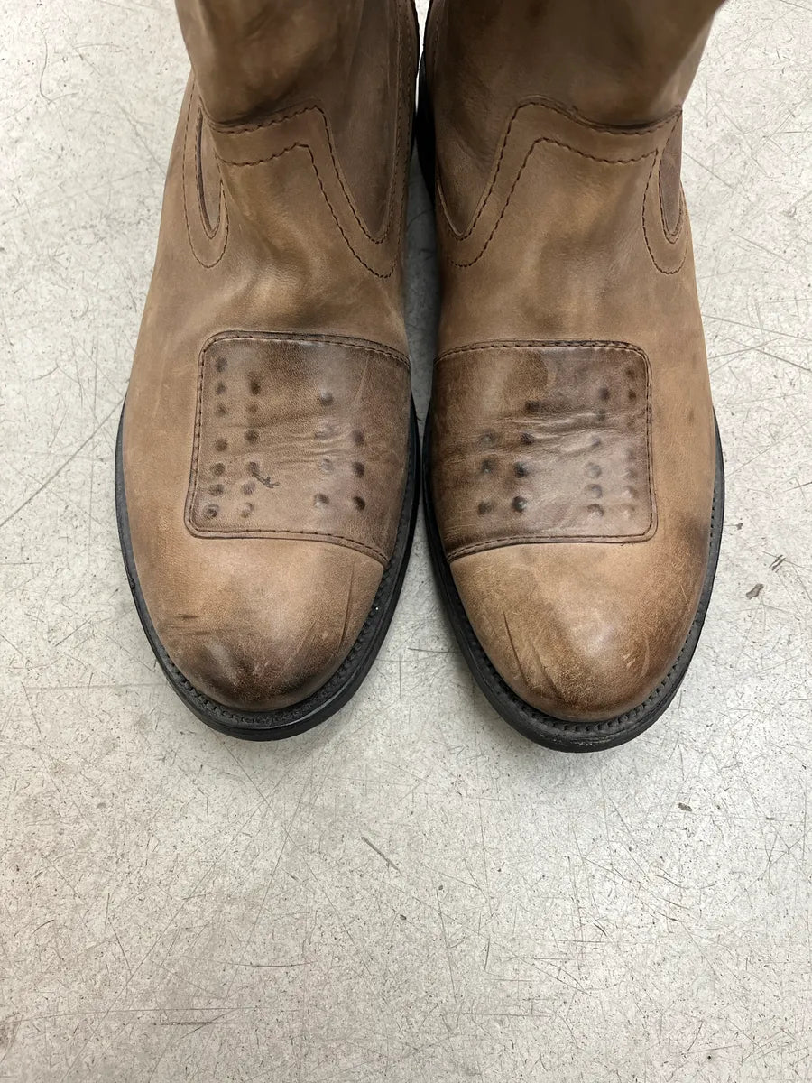 2000s Marithé + François Girbaud Patch Taupe Leather Boots LCDTkZoq 4