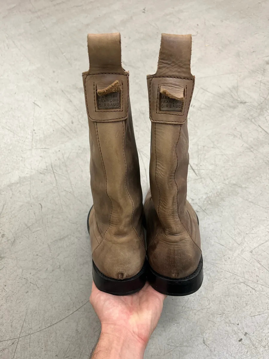 2000s Marithé + François Girbaud Patch Taupe Leather Boots LCDTkZoq 5