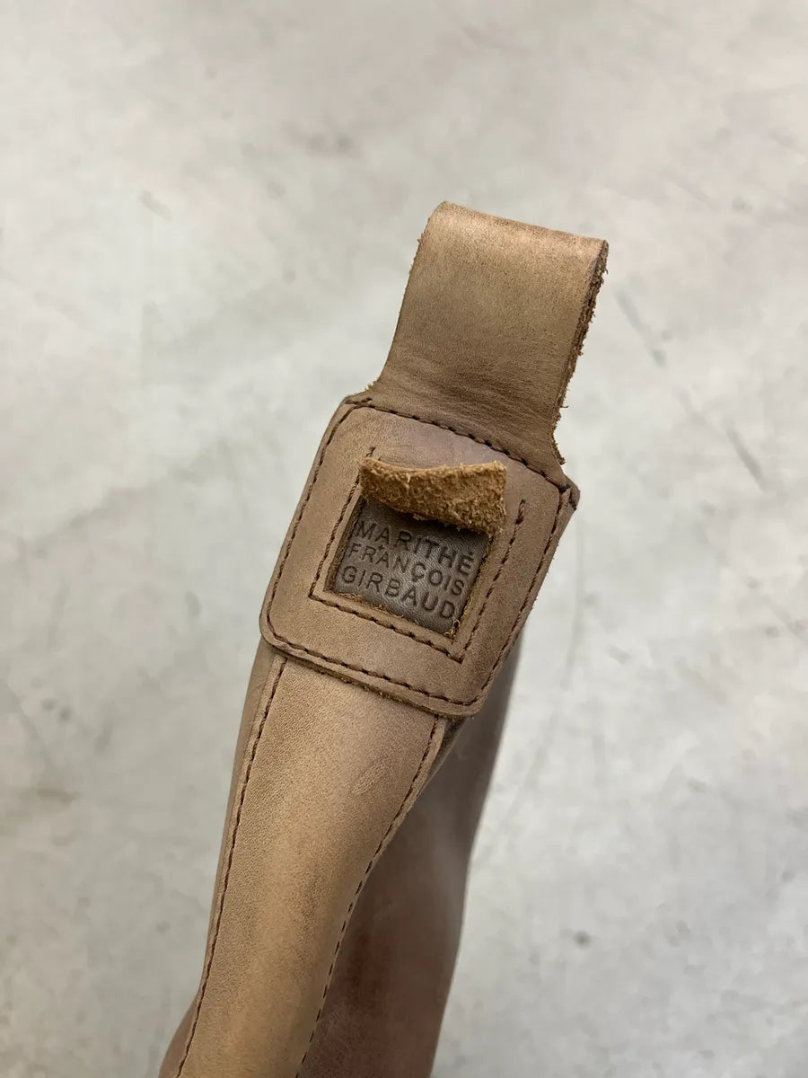 2000s Marithé + François Girbaud Patch Taupe Leather Boots LCDTkZoq 6