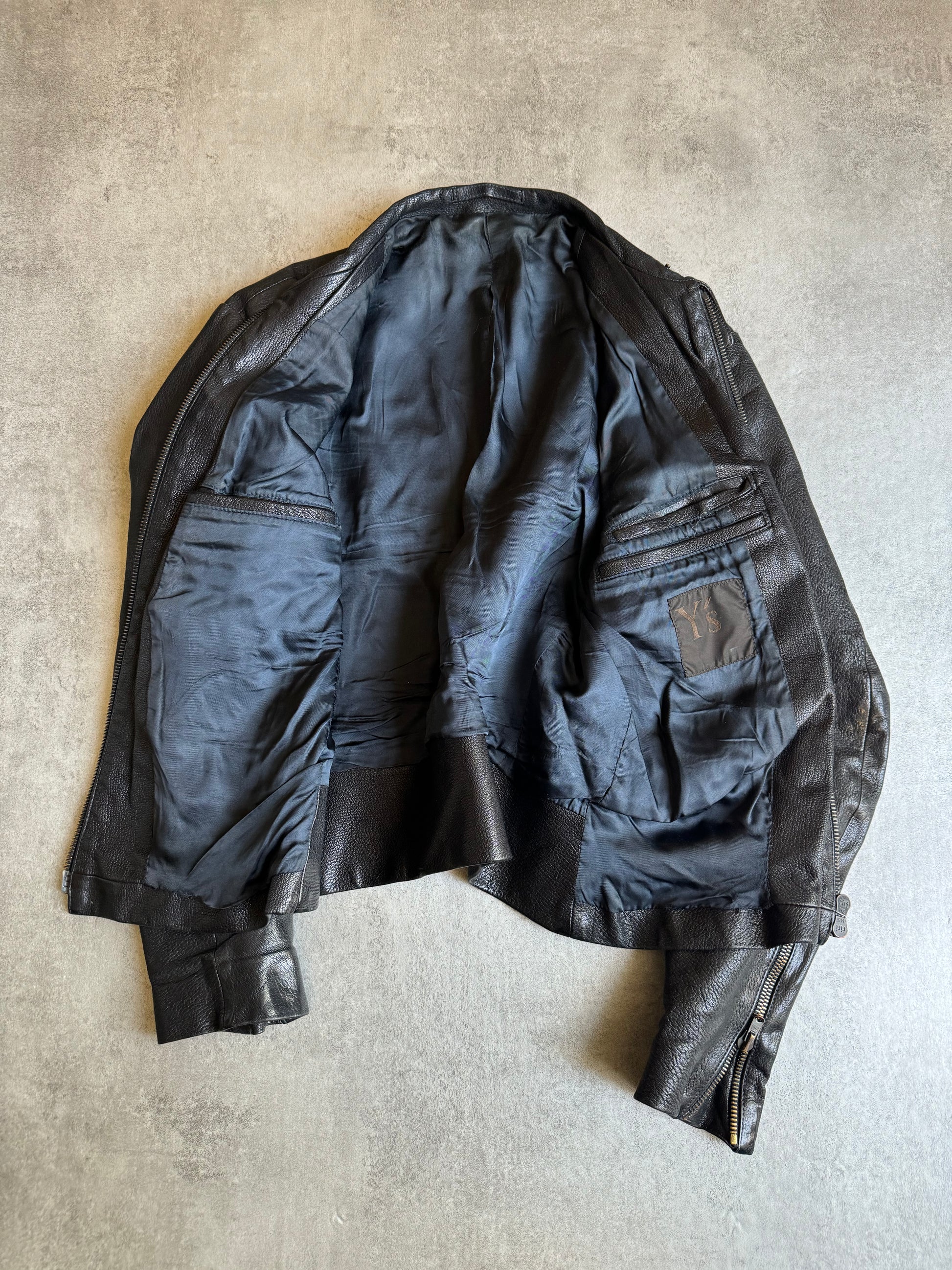 SS2003 Yohji Yamamoto Sample Biker Black Leather Jacket (S) - 7