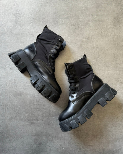 Prada Black Combat Hybrid Leather Boots (40,5) - 2