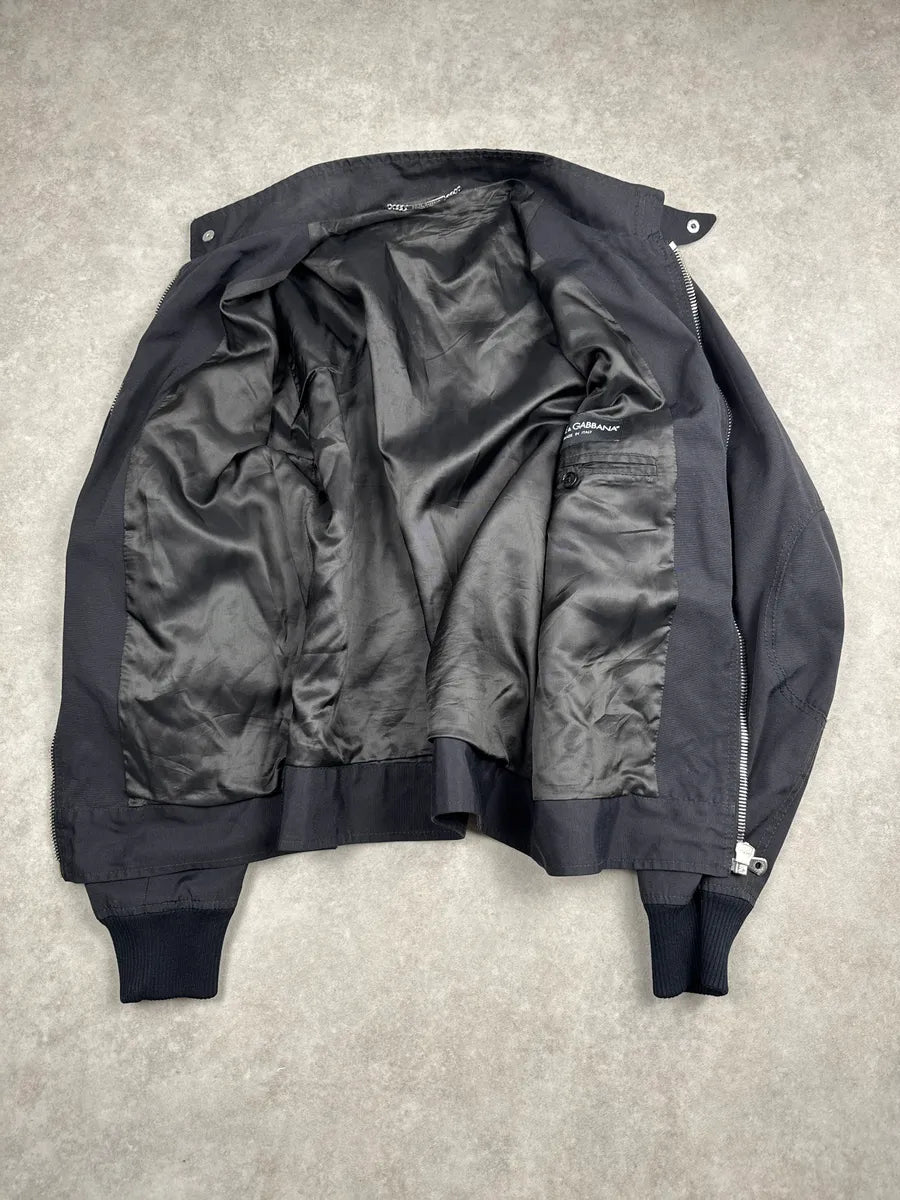 2000s Dolce & Gabbana Black Nylon Stand Collar Bomber Jacket LJVGxjDD 4