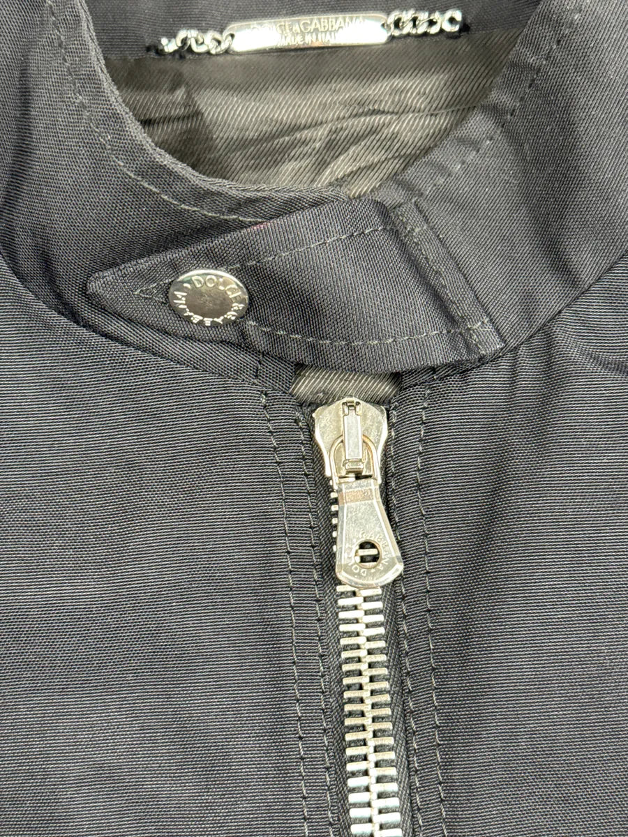 2000s Dolce & Gabbana Black Nylon Stand Collar Bomber Jacket LJVGxjDD 7