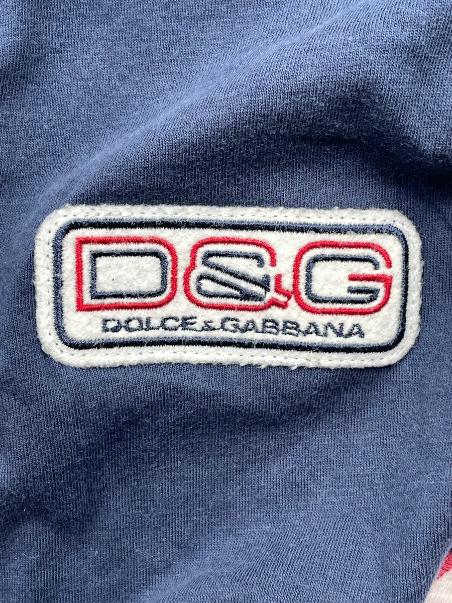SS2004 Dolce & Gabbana Navy Logo Patch Striped Trim Polo LKfLiJJC 10