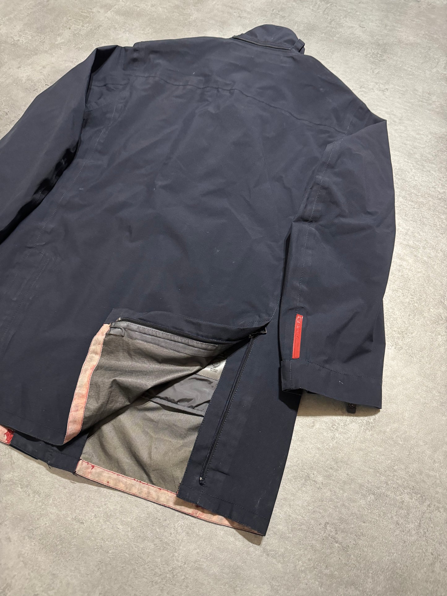 2000s Prada Navy Windbreaker Long Jacket (L) - 3