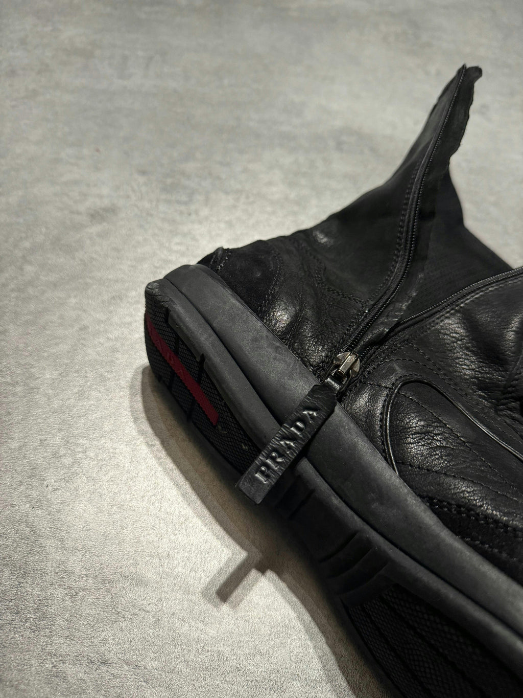 2000s Prada Black Biker Avant-Garde Ankle Boots (39eu/us6.5)