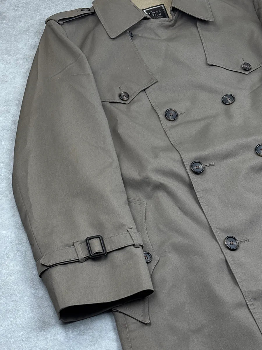 1990s Christian Dior Taupe Double-Breasted Belted Coat LRDRtNqQ 6