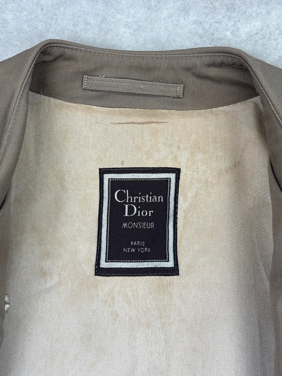 1990s Christian Dior Taupe Double-Breasted Belted Coat LRDRtNqQ 11