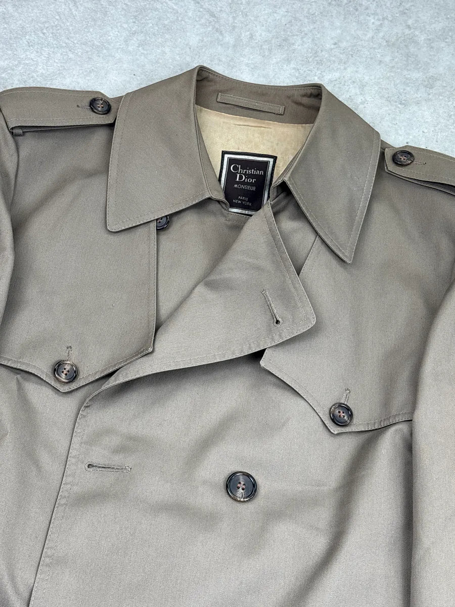 1990s Christian Dior Taupe Double-Breasted Belted Coat LRDRtNqQ 12