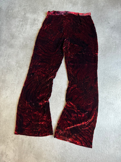 AW1999 Roberto Cavalli Obscure Red Devil Velvet Pants (XS) - 5