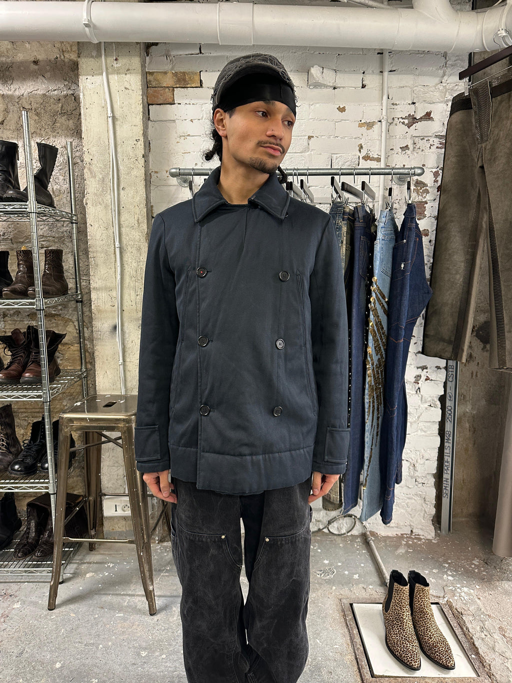 2000s Prada Navy Naval Duffle Coat (M) - 1
