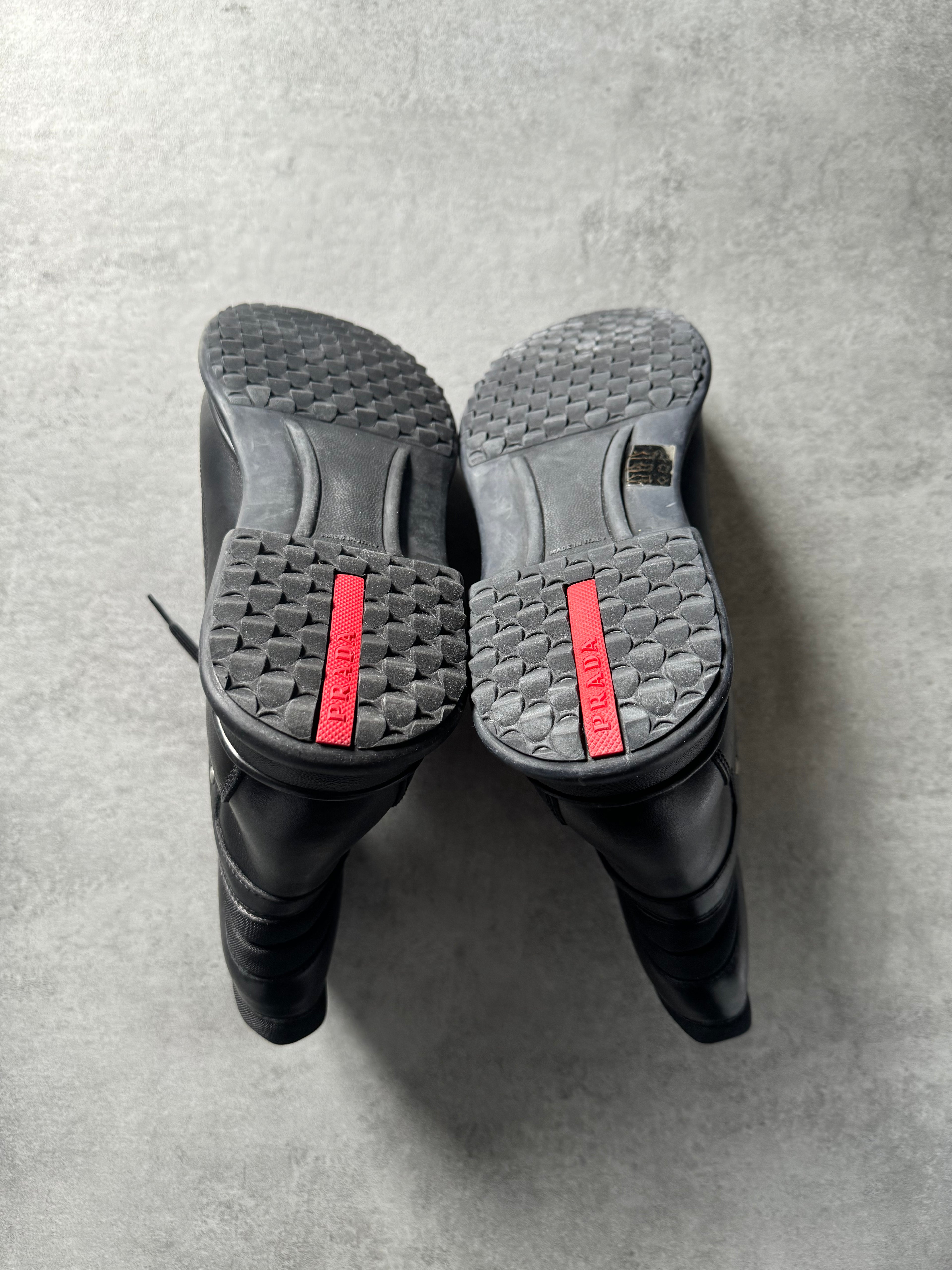 2000s Prada Hiking Black Leather Boots (44) - 8