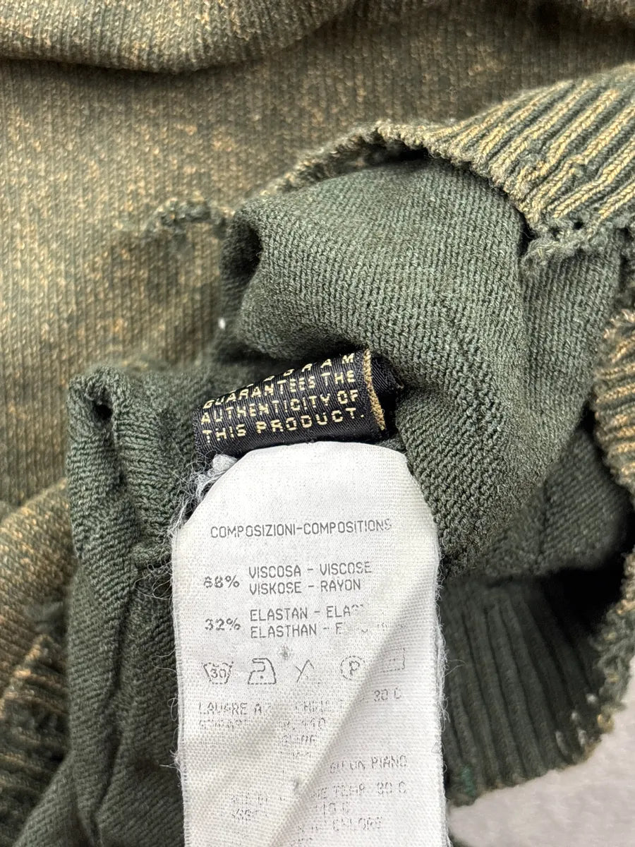2000s Roberto Cavalli Olive Distressed Ruched Sweater LXaliXey 9