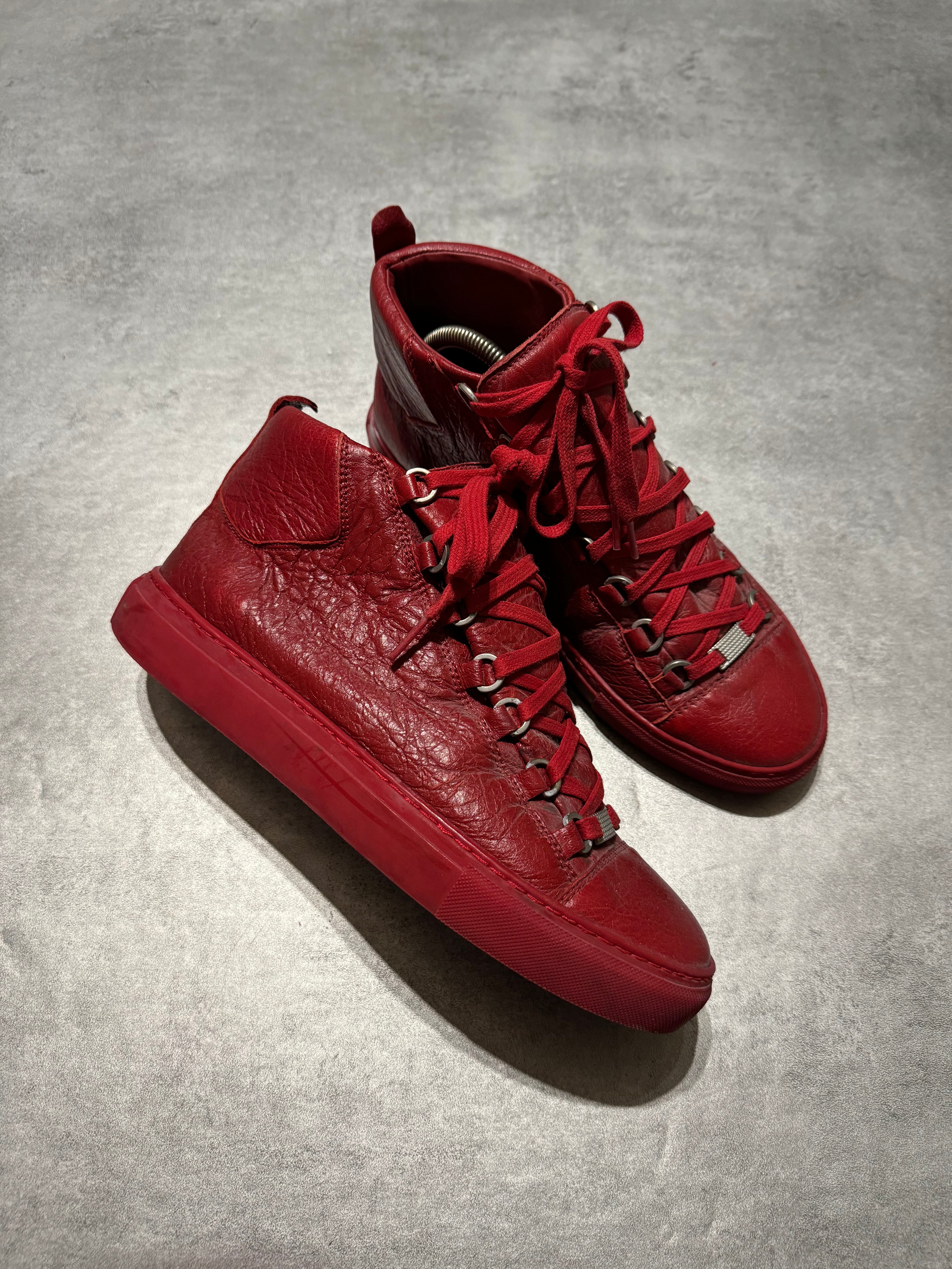 Balenciaga Arena Red High Top Leather Sneakers (41,5) - 2