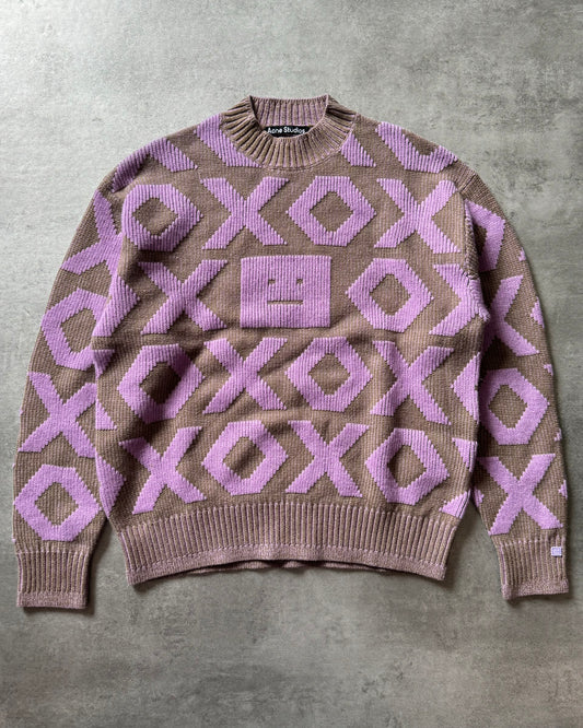 Acne Studios Pink Intarsia Wool Logo Sweater (S) - 1