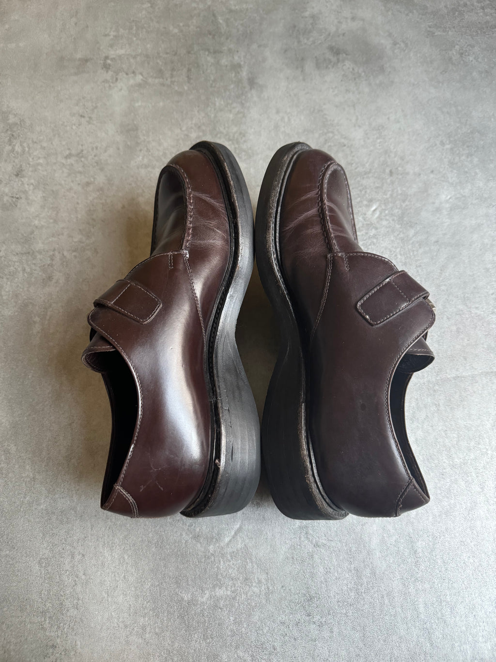 AW2016 Prada Brown Leather Monk Strap Buckle Shoes  (42) - 6