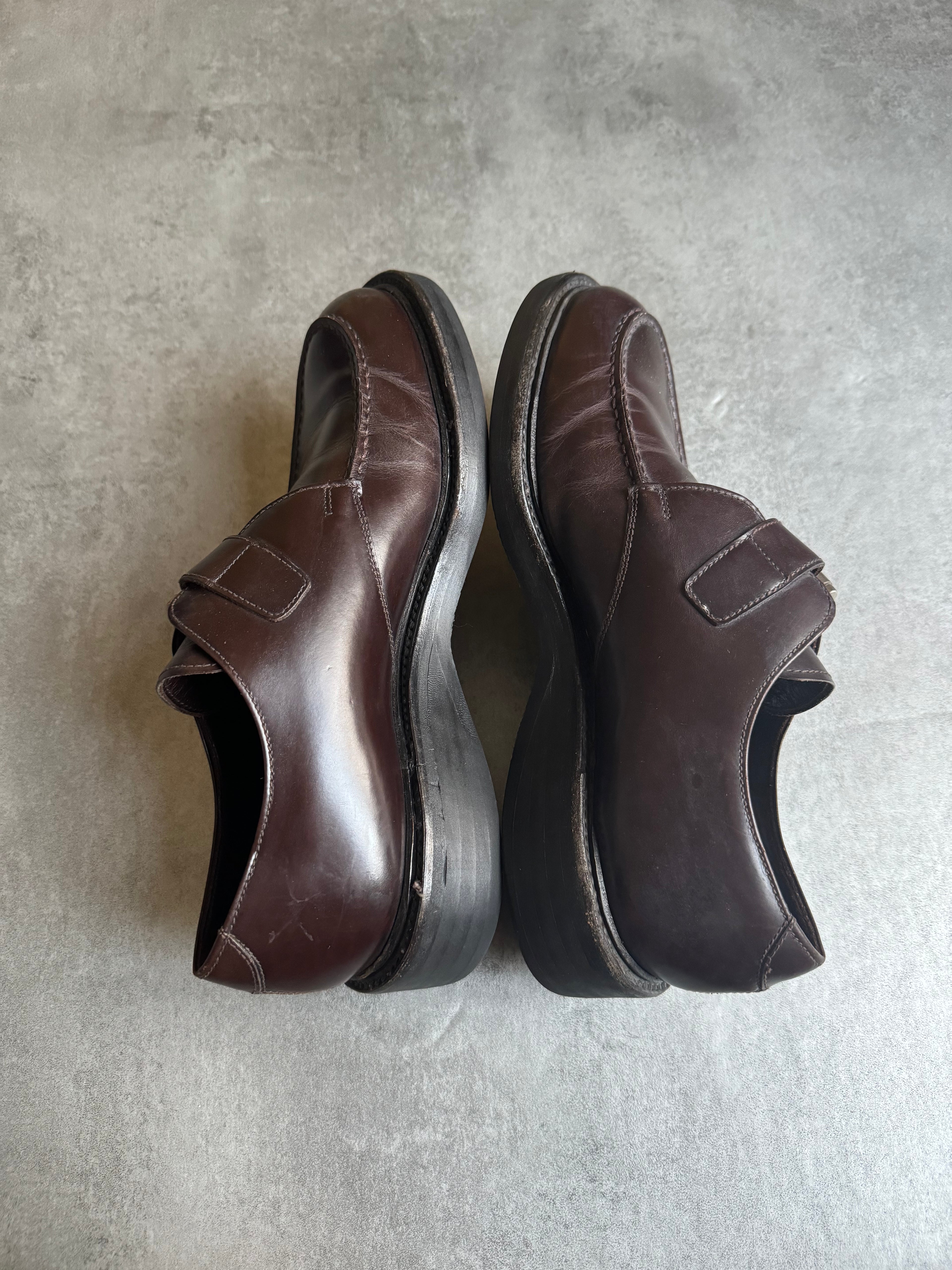 AW2016 Prada Brown Leather Monk Strap Buckle Shoes  (42) - 6