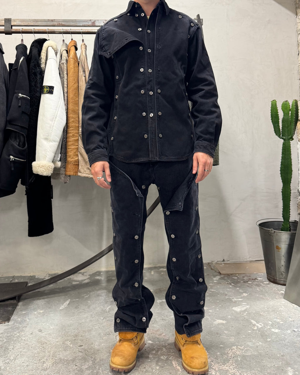 SS2025 Y/Project Snap Evergreen Black Denim Jeans (L) - 2